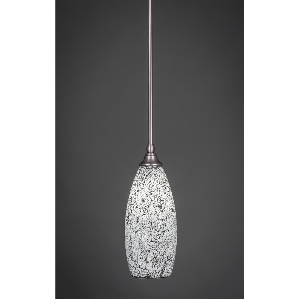 Toltec 23-BN-416 Stem Mini Pendant Shown In Brushed Nickel Finish With 15.5” Black Fusion Glass